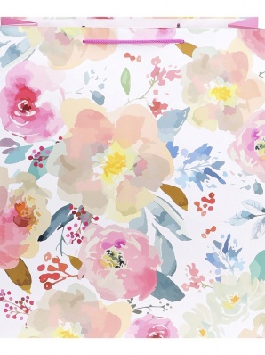 Пакет подарочный 40*47см "Пионовидные розы" глянцевый  ПКП-9163