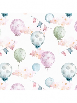 Бумага упаковочная 70*100см Акварель воздушные шарики   УБ-4442