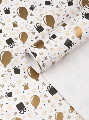 Бумага упаковочная 70*100см Шарики и подарки  УБ-8949