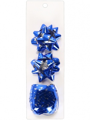 Набор для оформления подарков "Синий", 2банта+лента  Бл-0374