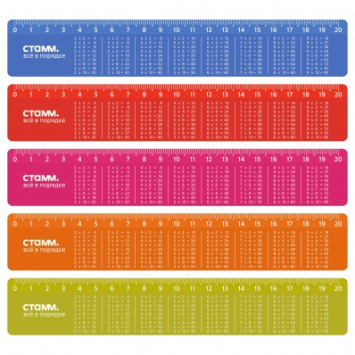Линейка 20см справочная "Таблица умножения", ассорти   ЛН-31411