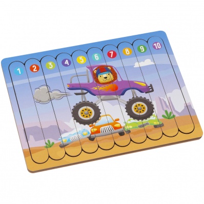 Деревянный пазл - палочки ТРИ СОВЫ "Монстр-трак", 10 деталей   ПЗ00129