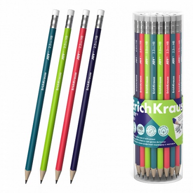 Карандаш ч/г НВ  пластик."JOY® Ree" круглый, с ластиком  ЕК62768