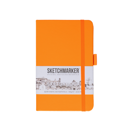Скетчбук Sketchmarker, неоновый апельсин, 13x21см, 140 г/м2, 80 л, жесткая обложка с резинкой