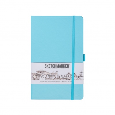 Скетчбук Sketchmarker, небесно-голубой, 13x21см, 140 г/м2, 80 л, жесткая обложка с резинкой