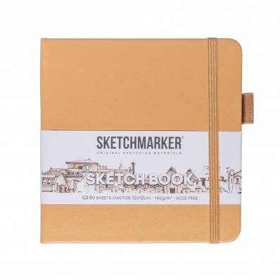 Скетчбук Sketchmarker, капучино, 12x12см, 140 г/м2, 80 л, жесткая обложка с резинкой
