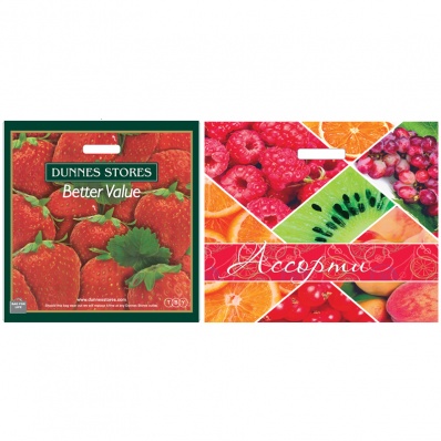 Пакет с вырубн.ручкой 45*45см "Клубника/Ягодное ассорти",  65мкм  ВУР51548