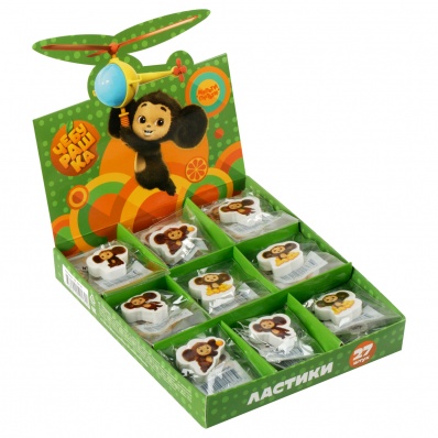 Ластик "Чебурашка", фигурный, 40*30*13мм, термопласт. резина, ассорти