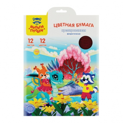 Бумага крепир. 12л. 12цв. 110гр/м2,  ассорти, Мульти-Пульти GRf_44857
