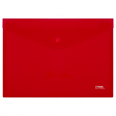Папка-конверт с кнопкой А4 180мкм непрозрачная, красная ММ-31033