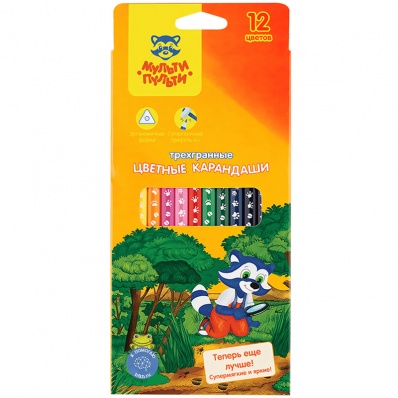 Карандаши 12цв. "Енот-следопыт" Мульти-Пульти 3-х гр. CP_20537
