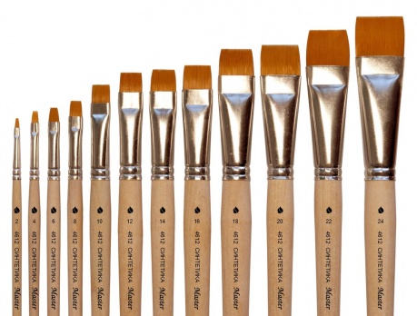 Кисть синтетика №12 плоская ук.  4612212