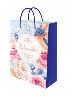 Пакет подарочный 14*20см "Птички и цветы" ППК-2743