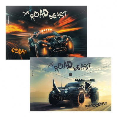 Папка-конверт с кнопкой А4  Дорожный зверь  ассорти ЕК 63510