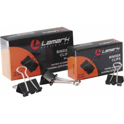 Зажим д/бумаг 2,5см 12шт/уп. черный "Lamark"  BC0541