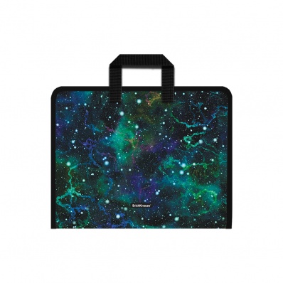 Папка на молнии А4 с ручками "Изумрудная пыль"  пластик.  EK  52848