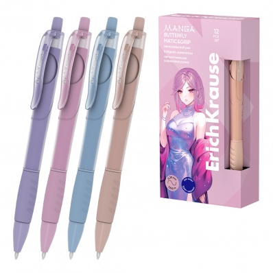 Ручка шар. автомат. синяя 0,7мм "Butterfly Matic&Grip Manga"   ЕК 61096