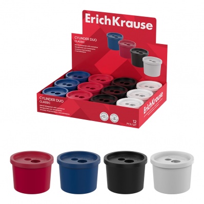 Точилка 1отв., с контейн. Цилиндр Дуо, Классика ассорти ЕК 60060