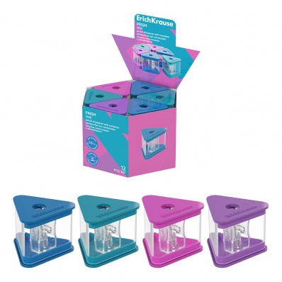 Точилка 1отв., с контейн. Призма, Сияние ассорти ЕК 60029