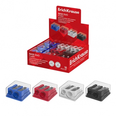 Точилка 2отв. Классика с контейн. пластик. ассорти  ЕК 60082