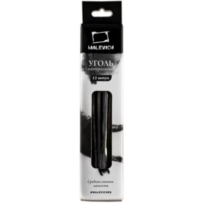 Уголь натуральный Малевичъ, диаметр 4мм, длина 150мм, 12шт