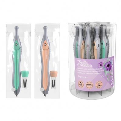 Циркуль 125мм "Цветущая нежность", 125мм, со сменным грифелем ЕК 61396