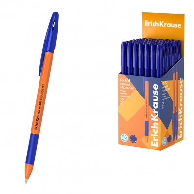 Ручка шар. синяя 0.7мм "R-301"Stick&Grip Orange EK 39531