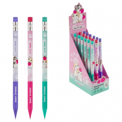Карандаш автом. 0,7мм "Милые котята" с ласт. ассорти MS_67224