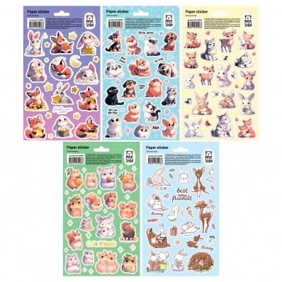 Наклейки MESHU "Милые животные" 12*21см ассорти  MS_66996