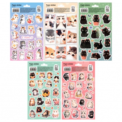 Наклейки MESHU "Милые коты" 12*21см ассорти  MS_66998