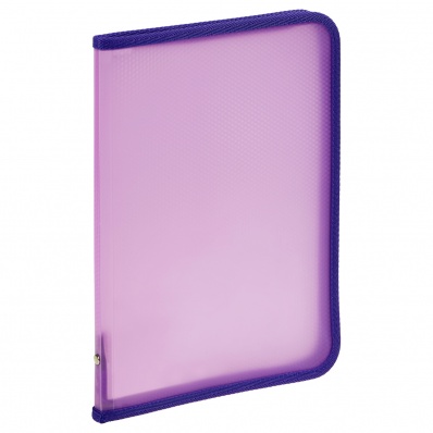 Папка д/тетр. А4 на молнии  СТАММ "Кристалл", 500мкм, фиолетовая  ММ-31630