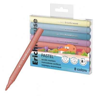 Маркеры акриловые Дух искусства Пастель 8 цветов пулевидные   EK  61841