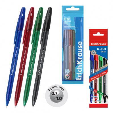 Ручки шар. н-р 4цв.  R-301  EK 46776