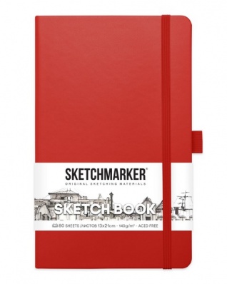 Скетчбук 13x21см Sketchmarker, красный винтаж, 140 г/м2, 80 л, жесткая обложка с резинкой