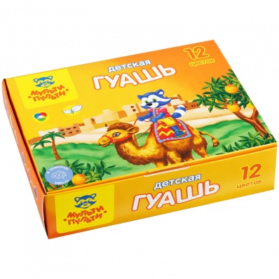 Гуашь 12цв. "Енот в Марокко", 35мл  Д_10273