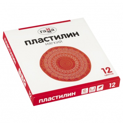 Пластилин 12цв. "Гамма" 240гр со стеком в к/к  2001241_12