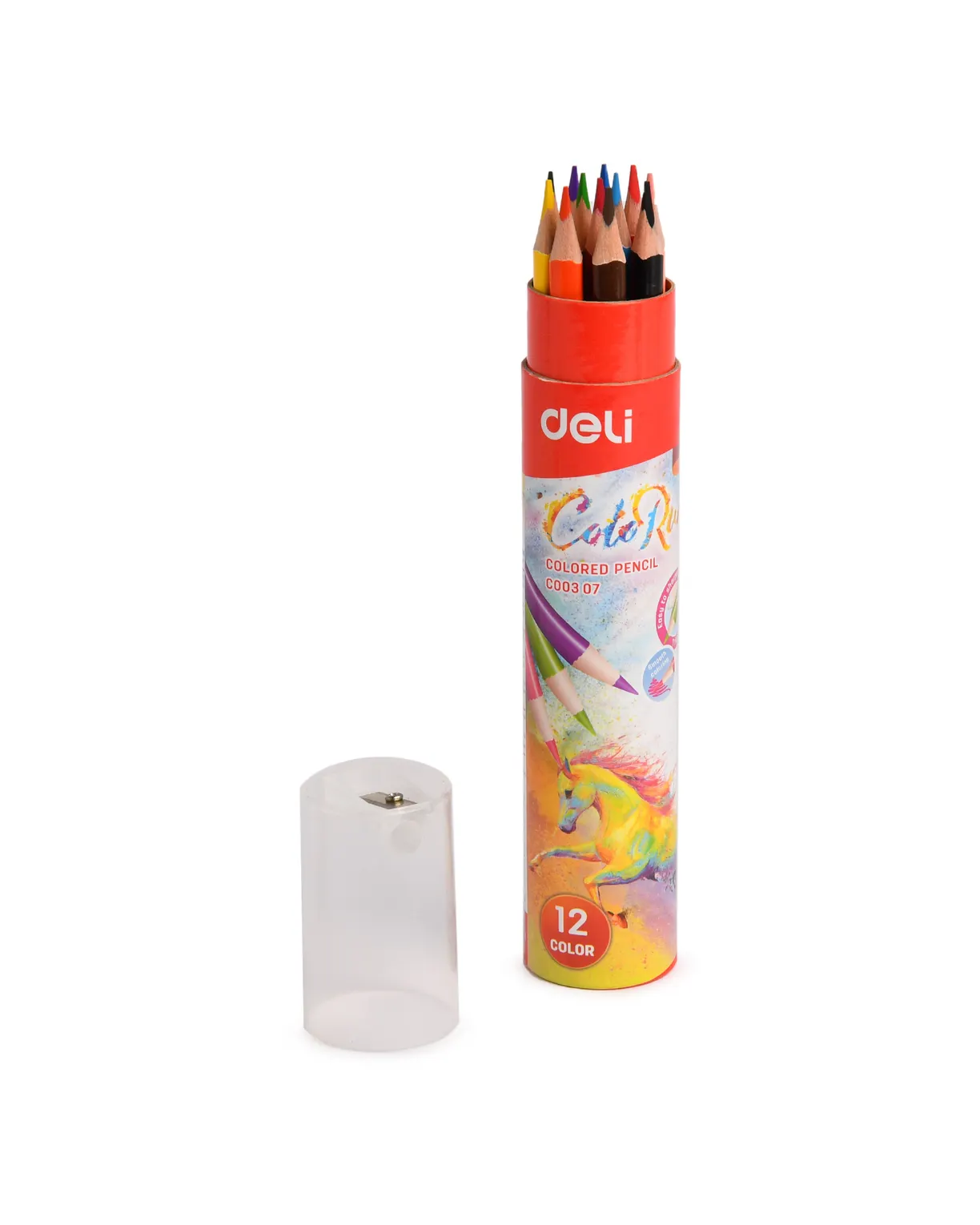 Карандаши 12цв. 3-х гр Deli , пластик, бумажная туба  112-12