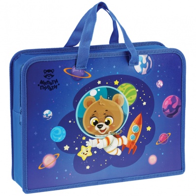 Папка на молнии А4 с ручками "Космонавт", пласт.  Мульти-Пульти 75mm  ПТ-14_4_45169