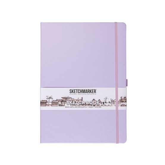 Скетчбук 21x29,7см Sketchmarker, фиолетовый пастельный, 140 г/м2, 80 л, жесткая обложка с резинкой
