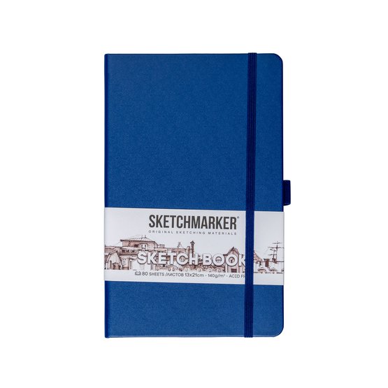 Скетчбук 21х29,7см Sketchmarker, королевский синий, 140 г/м2, 80 л, жесткая обложка с резинкой