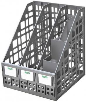 Лоток вертик. 3-х секц. сборный с органайзером серый ЛТ89