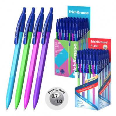 Ручка шар. автомат. синяя 1мм ""R-301" Matic Neon   ЕК 53343