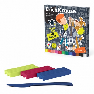 Пластилин классический 12цв. "Простоквашино" 180гр, со стеком    EK  61072