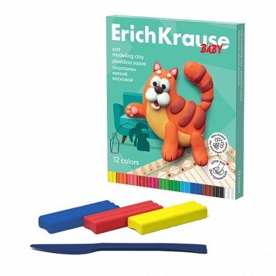 Пластилин 12цв. "Малыш" воск. мягк., 156гр, со стеком   EK  61328