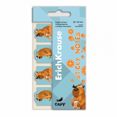Этикетки-закладки самоклеящ. ( 25X67) "Счастливый Капи", бумажные, 80л.  ЕК61590