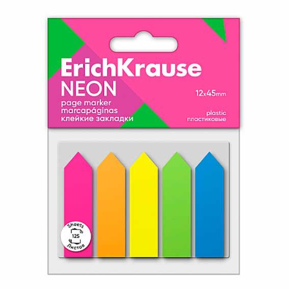 Этикетки-закладки самоклеящ. (45*12*5) неон Arrows пласт. ЕК 61555