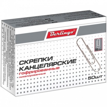 Скрепки 50мм никелир. гофрир. 50шт/уп. DBs_50090