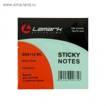 Бумага с клеев. краем 76*76мм 100л. голубая  SN1112-BL
