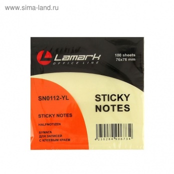 Бумага с клеев. краем 76*76мм 100л. желтая  SN0112-YL