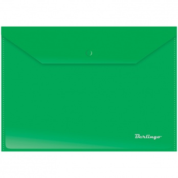 Папка-конверт с кнопкой А4 зеленая 180мкм  АКк_04104